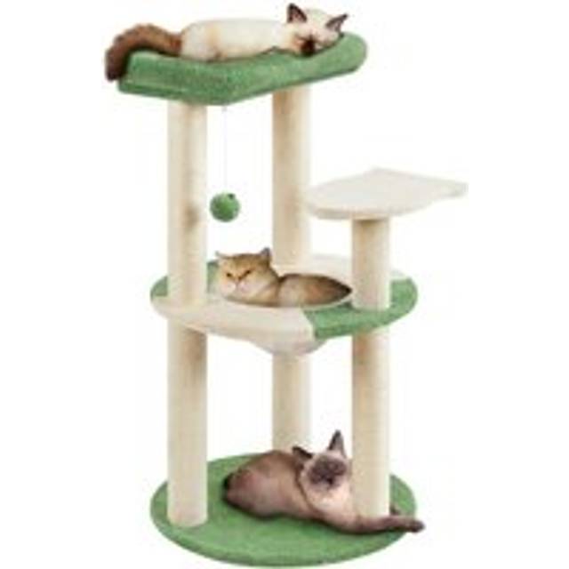 Yaheetech - 90cm Tall Ocean Cat Tree, Space Clear Capsule Cat Playhouse, Army Green/Beige