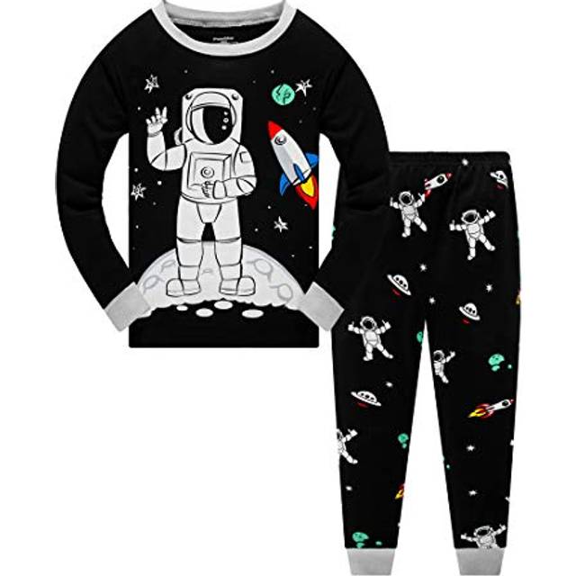 Little Boys Pajamas for Toddler Clothes Set Astronaut Sleepwear Long Sleeve 100% Cotton 2 Piece Kids Pjs Size 7T