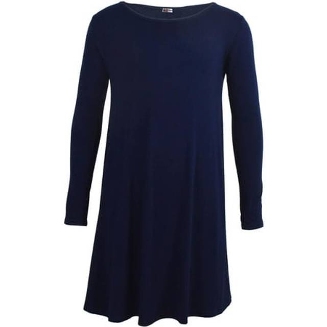 (9-10 Years, Navy) Girls Swing Dress Plain Dance Party Summer Dresses