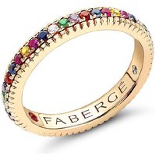 Faberge 18ct Yellow Gold Multicoloured Fluted Band Ring - 66