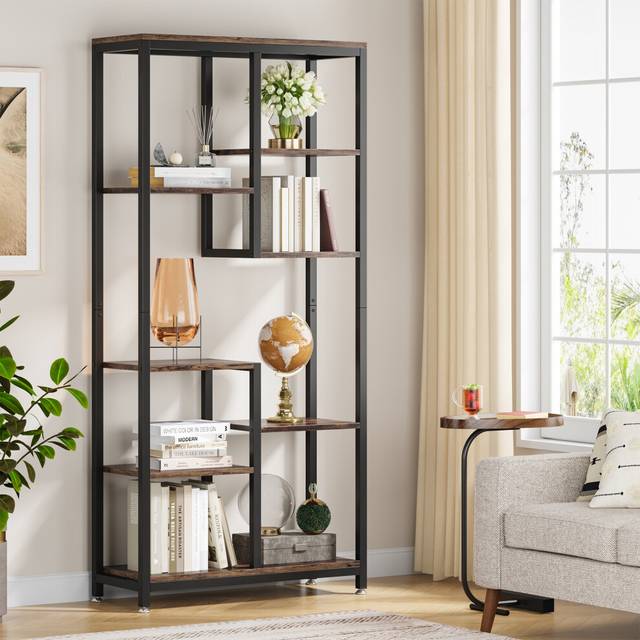 Tribesigns 6-Tier Tall Bookshelf, Industrial 8-Shelf Open Bookcase
