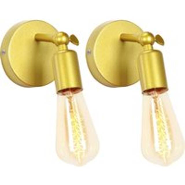 Norcks - 2X Retro Wall Lights Modern Vintage Wall Lamp Creative Simple Wall Sconce For Bedside Office Stair Gold