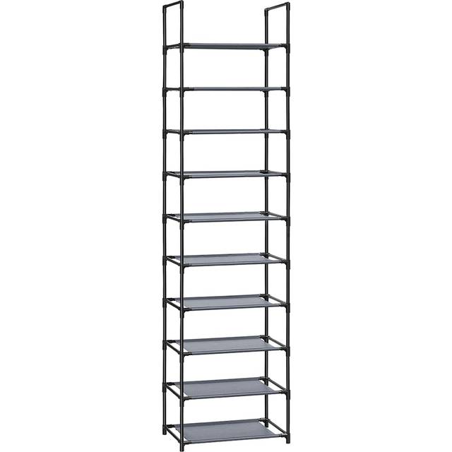 SONGMICS 10-Tier Shoe Rack, Shoe Stand, Space-Saving Shoe Storage, 45 X 28 X 173 Cm, Metal Frame, Non-Woven Fabric Shelves, For Hallway, Bedroom, Grey