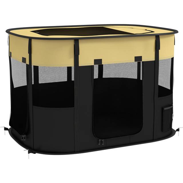 PawHut Yellow Portable Small Animal Playpen Large - 46 x 60 x 14cm