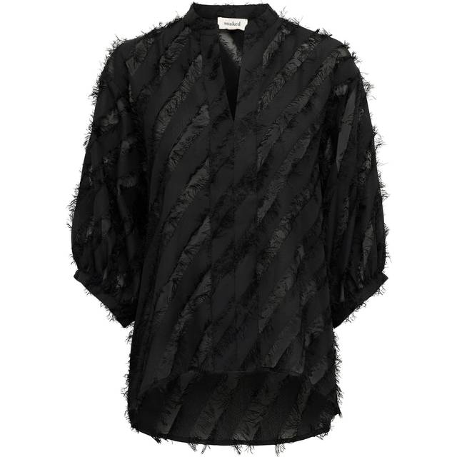 Soaked in Luxury Slcolete Amily Blouse 34 Dam Långärmade Blusar Stl. M - Från Magasin - Black (M)