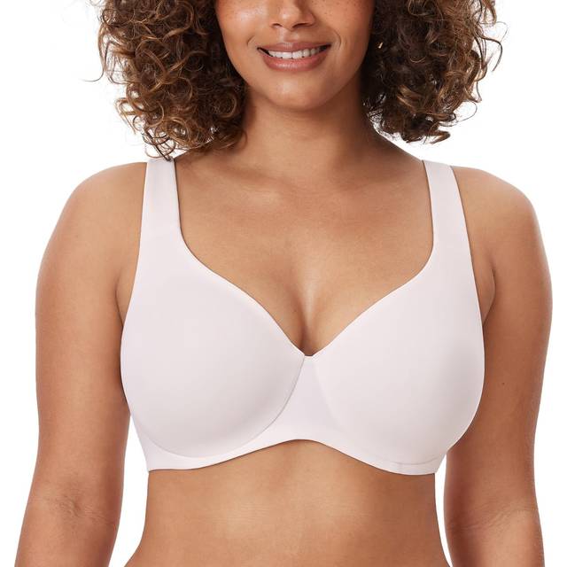 DELIMIRA Women's Plus Size Bras Minimizer Underwire Full Coverage Unlined Seamless Cup Coconut White 42F