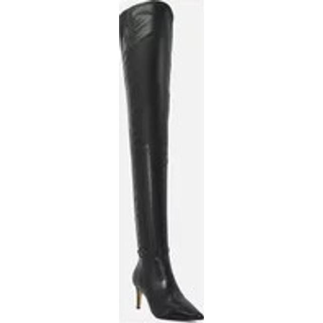 Dune London Servena Leather Pointed Heeled Over-The-Knee Boots, Black