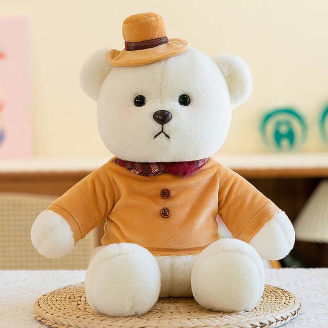 (Brown Boy, 45cm/17.72in) Wedding Dress Bear Plush Toy Cute Cartoon Girl Holiday Gift Throw Pillow Doll