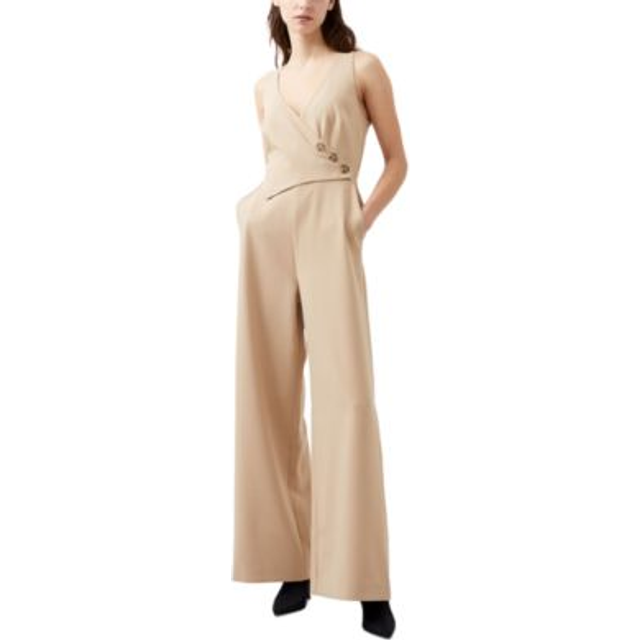 French Connection Sleeveless One-piece Tweed Jumpsuit - Nude, Nude, Size 16, Women