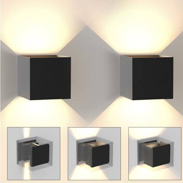 2Pcs LED Wall Lights for Living Room - Black Indoor Wall Lamp Modern IP65 Outdoor Up Down Wall Sconce Lighting Internal Warm White Wall Wash Light for