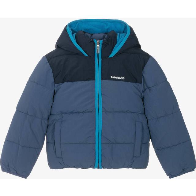 Timberland Kids' Water Repellent Hooded Puffer Jacket, Blue