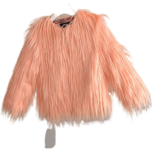 (Orange, 6-7Years) Baby Kids Girls Fur Coat Outwear Winter Jacket KK