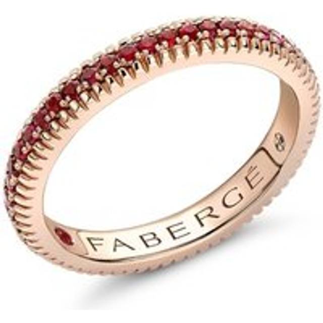 Faberge Colours of Love 18ct Rose Gold Ruby Fluted Band Ring - 58