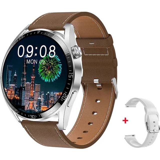 (White Brleather, Watch 8) 2023 New Original Watch 8 Smartwatch Men Women AMOLED GPS Heart Rate Bluetooth