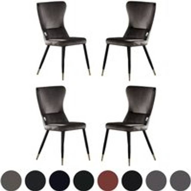Life Interiors - Single New York lux Upholstered Dining Chair with Gold end Caps for Dining Room Kitchen - Dark Grey
