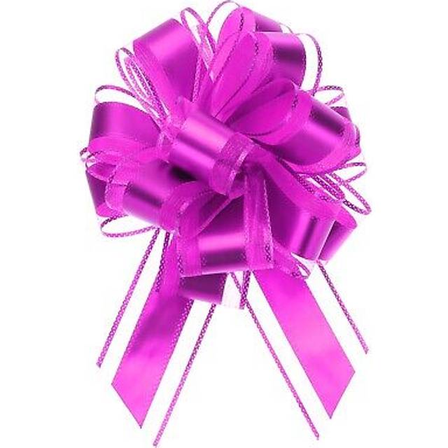 12pcs 8" large pull bow metallic gift wrapping bows ribbon organza rose red