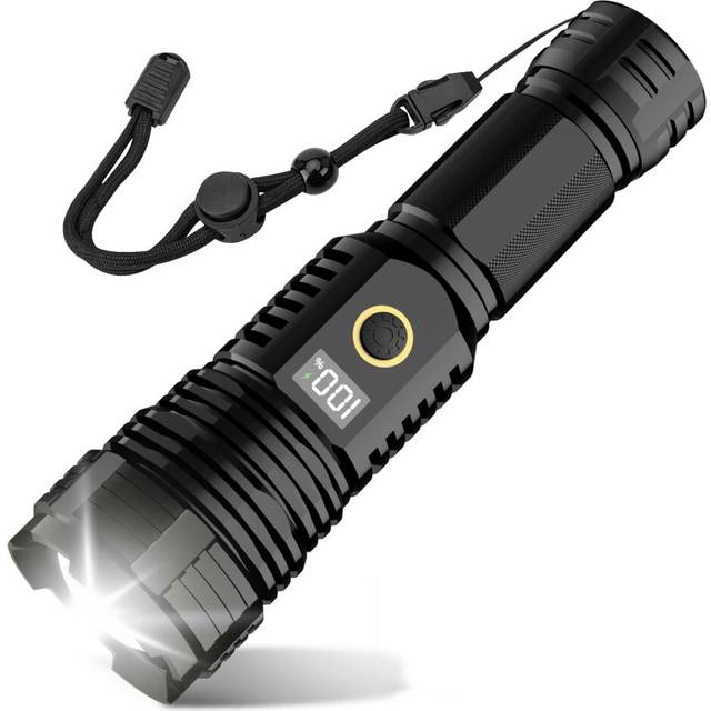 Chronus Chronus High Lumen Rechargeable Flashlight, 990,000 Lumen Super Bright Flashlight, 5 Modes, Waterproof (Black)