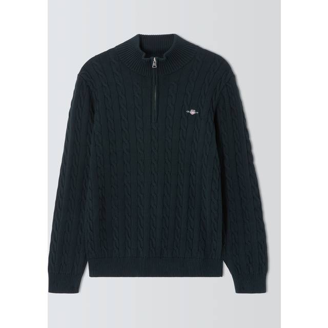 GANT bomullskabel, halv dragkedja, Kvällsblå, M
