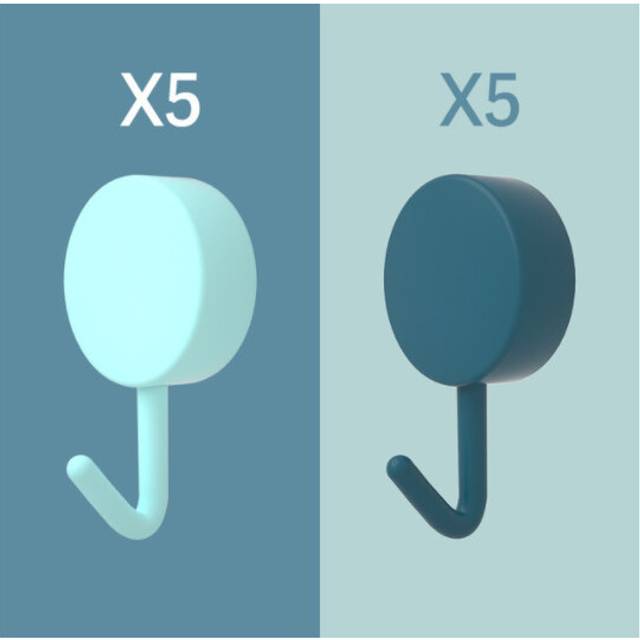 (a-light blue dark blue) 10Pcs Self Adhesive Wall Hook Strong Without Drilling Coat Bag Bathroom Door Kitchen Towel Hanger Hooks Home Storage Accessor