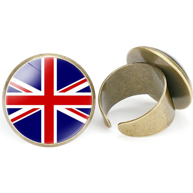 (UK) Designed Intricately Adjustable Ring With European Flag Gemstones Unisex Electroplated Jewelry