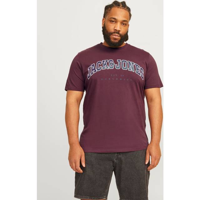 Jack & Jones Plus Size Caleb Varsity T-Shirt Vineyard Wine