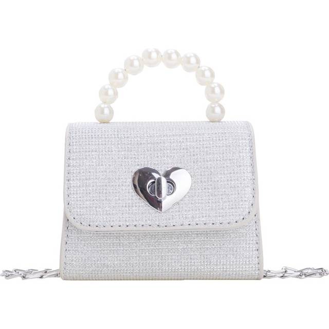 (Silver) Girls Lovely Crossbody Bag With Elegant Pearl Detailing Perfect For Everyday Use