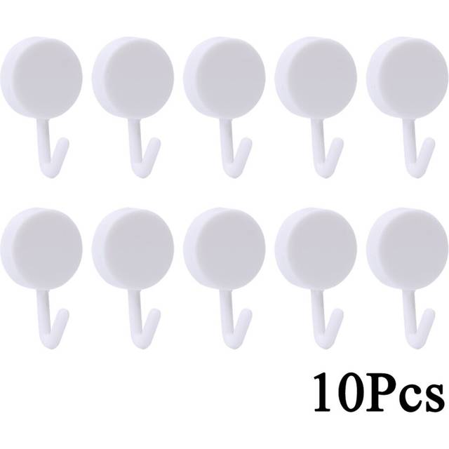 (a-White 10Pcs) 10Pcs Self Adhesive Wall Hook for Bathroom Door Wall Hook Hanger Non-marking Kitchen Hook Household Wall Towel Hanging Hooks