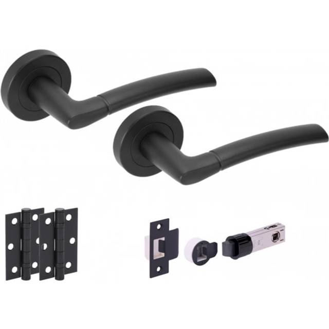 Leader Orbit Round Rose Lever Door Handle Set - Matt Black (248871)