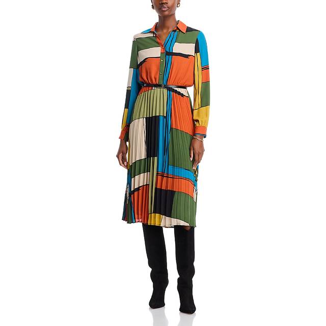 T Tahari Pleated Skirt Midi Dress