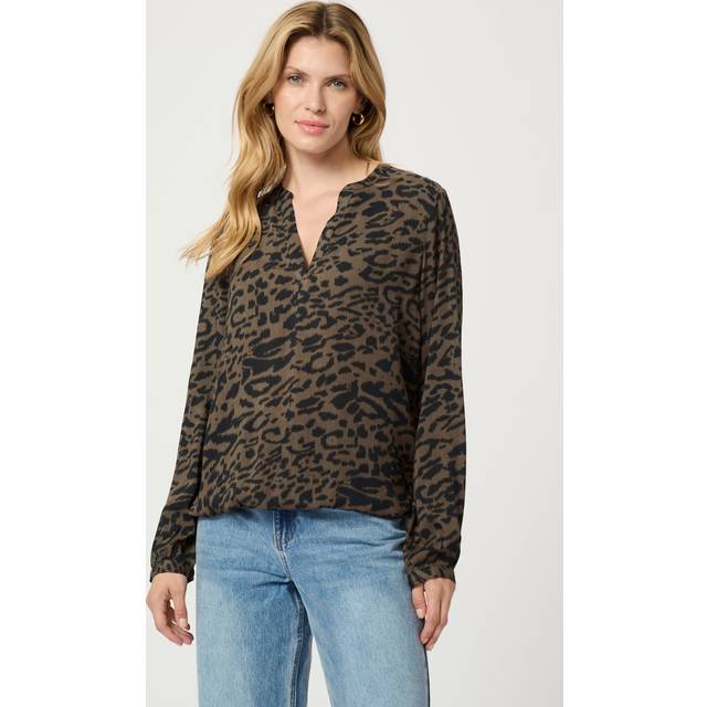 Kaffe, Blusar & Skjortor , Dam, M, Blommig Blus Top & T-shirt - brown (M)