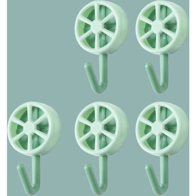 (a-Green) 5PCS Self Adhesive Wall Hook Strong Without Drilling Coat Bag Bathroom Door Kitchen Towel Hanger Hooks Home Storage Accessories