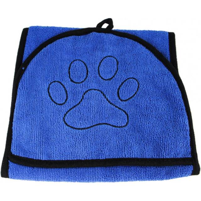 2 Pcs Water Absorbent Bath Towel with Pocket for Pet Dog Cat blue