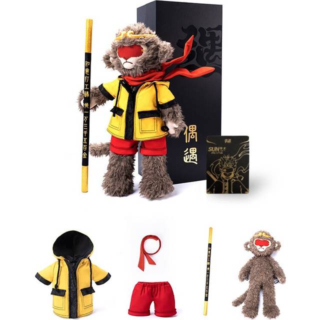 (Red) Myth Black Wukong Plush Toy Doll Pillow Room Decoration Plastic Skeleton Support