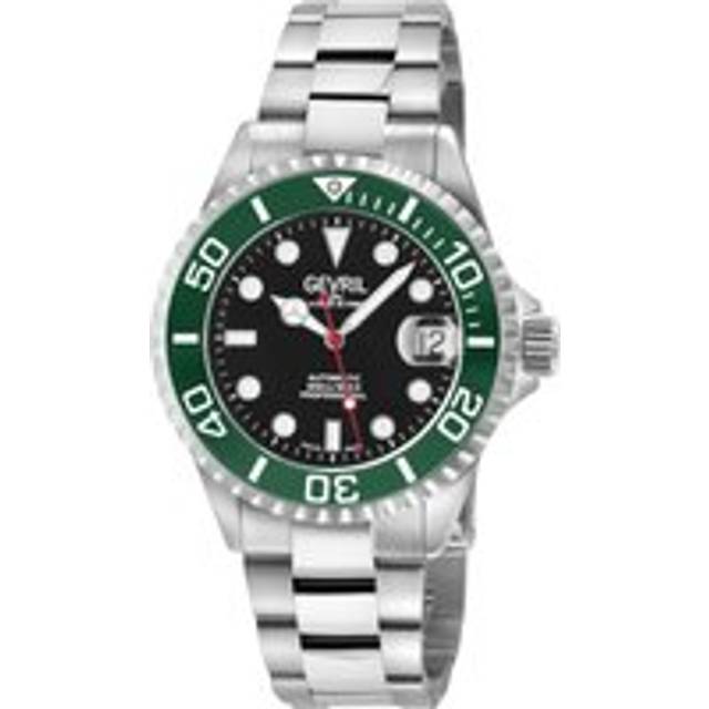 Wall Street Black Enamel Dial, Ceramic Green Bezel, 316L Stainless Steel Bracelet Watch. - Grey - One Size