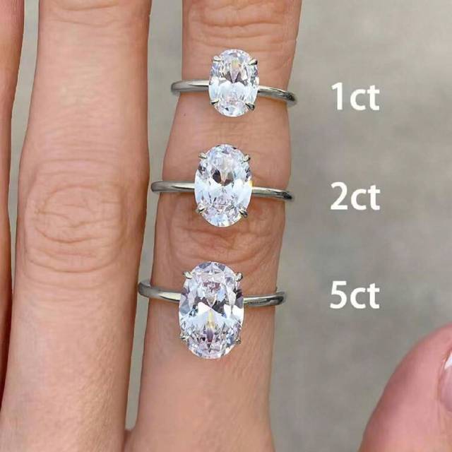 SHEIN 1PC Delicate Elegant And Luxurious 925 Sterling Silver 4 Claw Oval Women&#39;S Ring Ladies Jewelry Gift Birthday Gift Party Gift