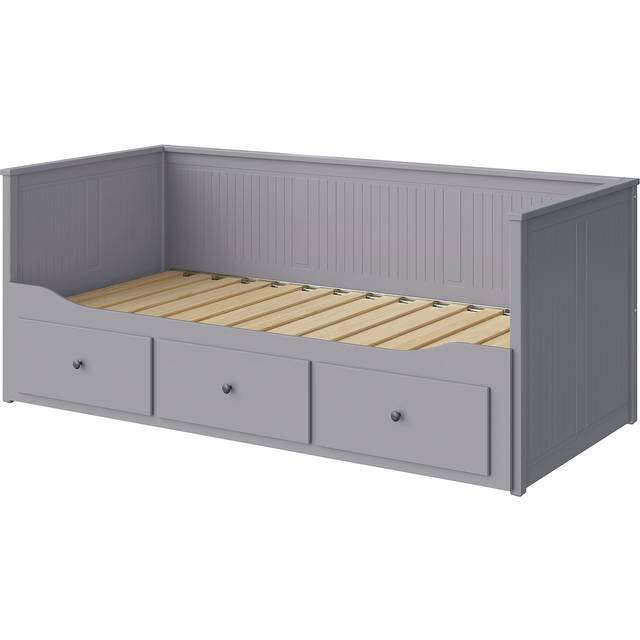HEMNES Dagbäddstomme med 3 lådor, grå