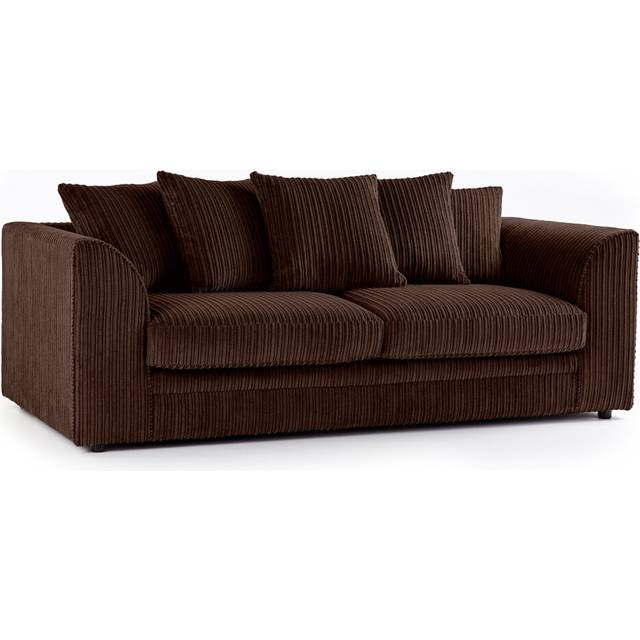 (Chocolate, 3 Seater) Luxor Jumbo Cord 4 Seater Corner Sofa