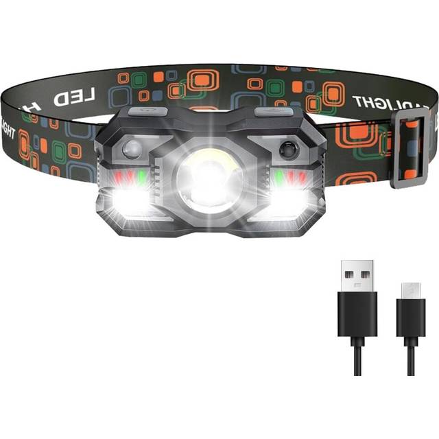 Chronus Headlamp Flashlight Rechargeable,1200 Lumen Ultra Bright LED Head Lamp with White Red Light,Motion Sensor Waterproof Headlight, 5 Modes Lights