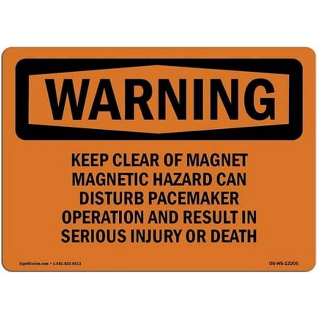SignMission OS-WS-D-35-L-12205 OSHA Warning Sign - Keep Clear of Magnet Magnetic Hazard Can