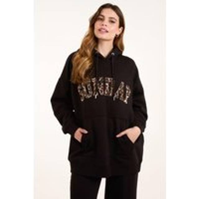 Sunday Print Slogan Hoodie - Black - One Size - Blue Vanilla