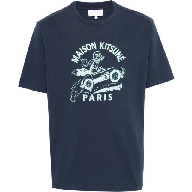 Maison Kitsuné, Topp, Herr, S, Bomull, Cotton Jersey T-Shirt - blue (S)