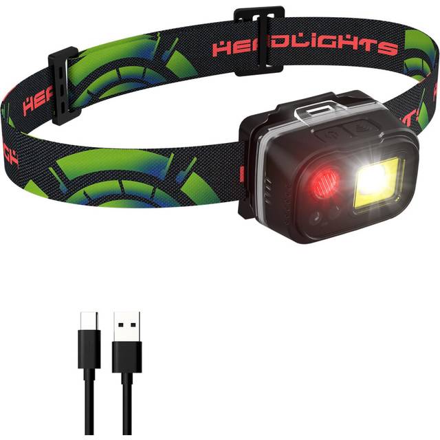 Chronus Headlamp LED Rechargeable with Red Light, Lightweight Camping Headlamps for Adult & Kids with Motion Sensor, IP65 Waterproof 3 Light Souces