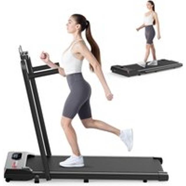 2 in 1 Folding Treadmill 1-6KM/H for Home Office - Black - One Size