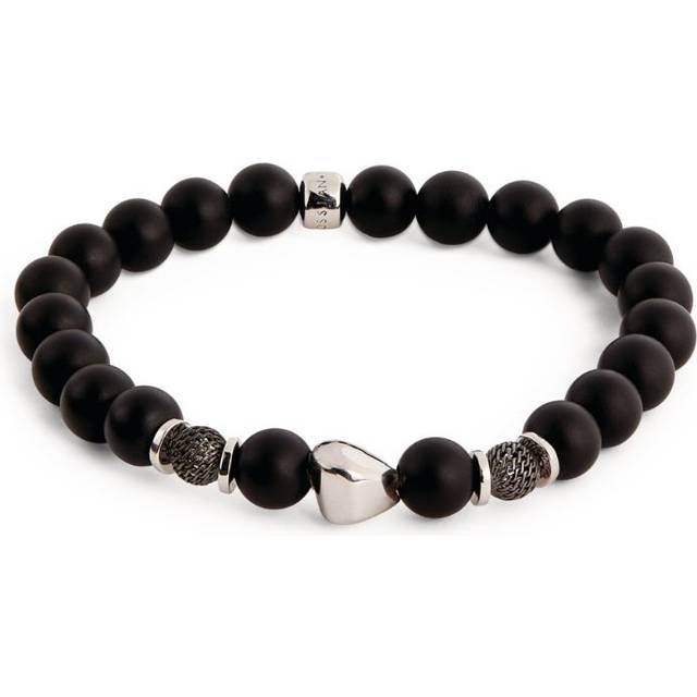 Tateossian Sterling Silver Beaded Bracelet - Black - M