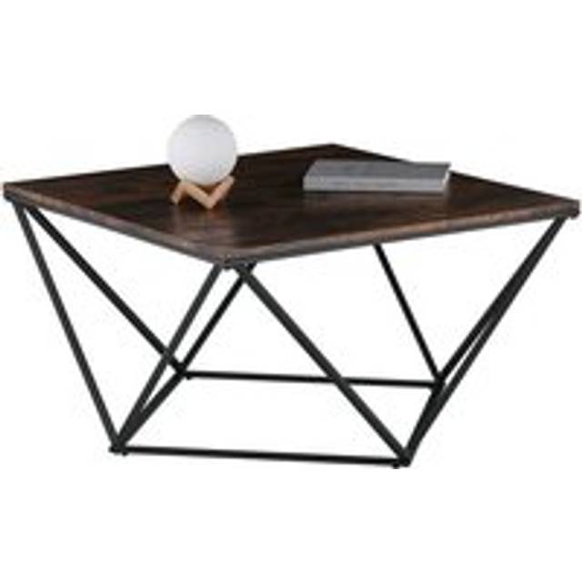 Clipop - Coffee Table for Living Room, 80x80x46cm Industrial Wooden Sofa Side Table with Metal Frame,Brown