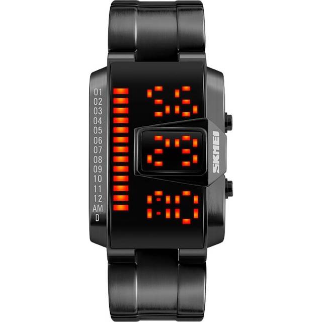 VEANXIN Mens Design Binary Watches Unique Led Sports Watch Waterproof Creative Stainless Steel Watches for Men