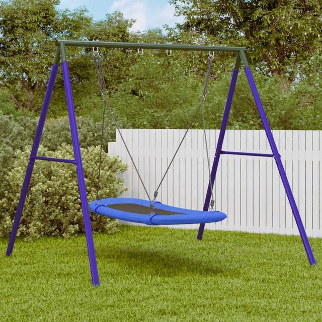 vidaXL Outdoor Swing Set with Nest Swing, Blue
