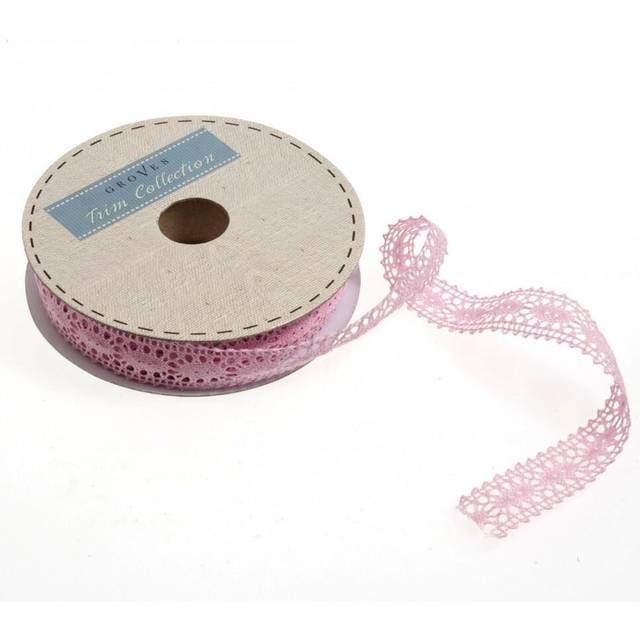 Minerva 23mm Polycotton Lace Trim Pale Pink - per metre
