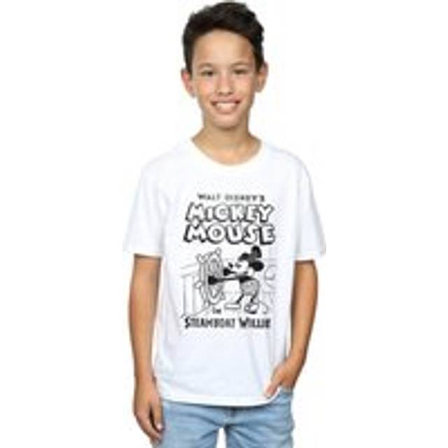 (12-13 Years, White) Disney Boys Mickey Mouse Steamboat Willie T-Shirt
