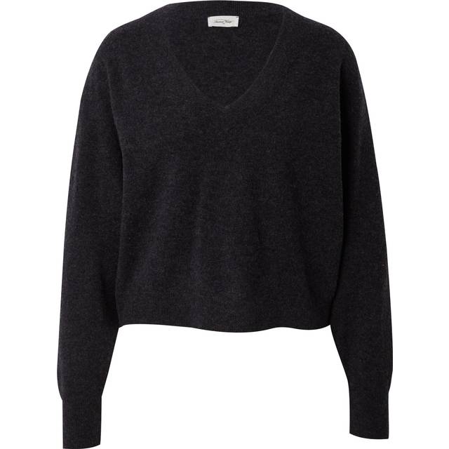 Raxow Wool Mix Jumper with V-Neck - coal grey - S